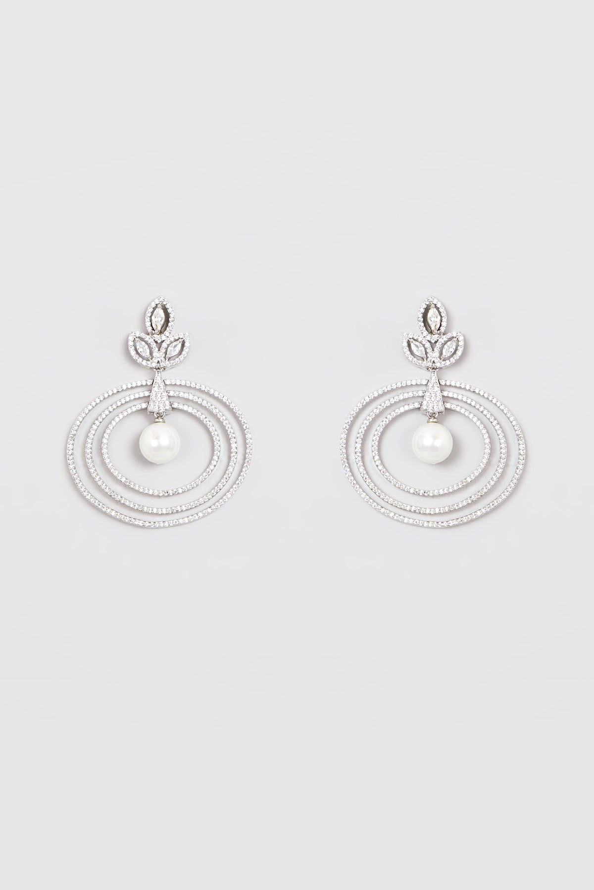 White Finish Zircon Dangler Earrings