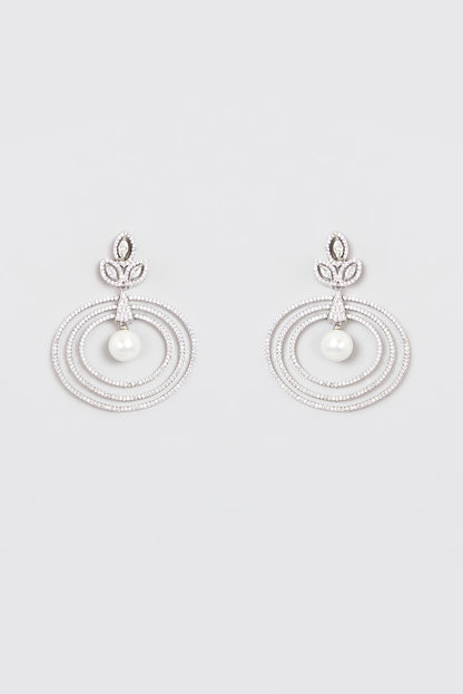 White Finish Zircon Dangler Earrings