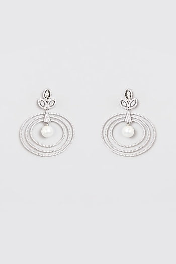 White Finish Zircon Dangler Earrings
