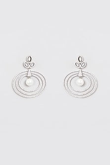 White Finish Zircon Dangler Earrings