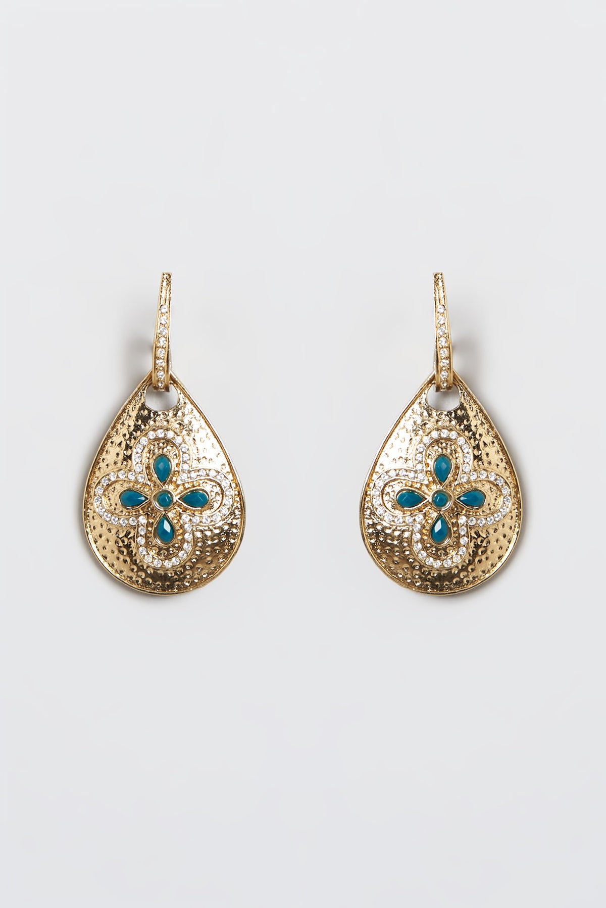 Gold Plated Blue Stone Dangler Earrings