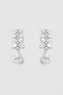 White Finish Zircon Dangler Earrings