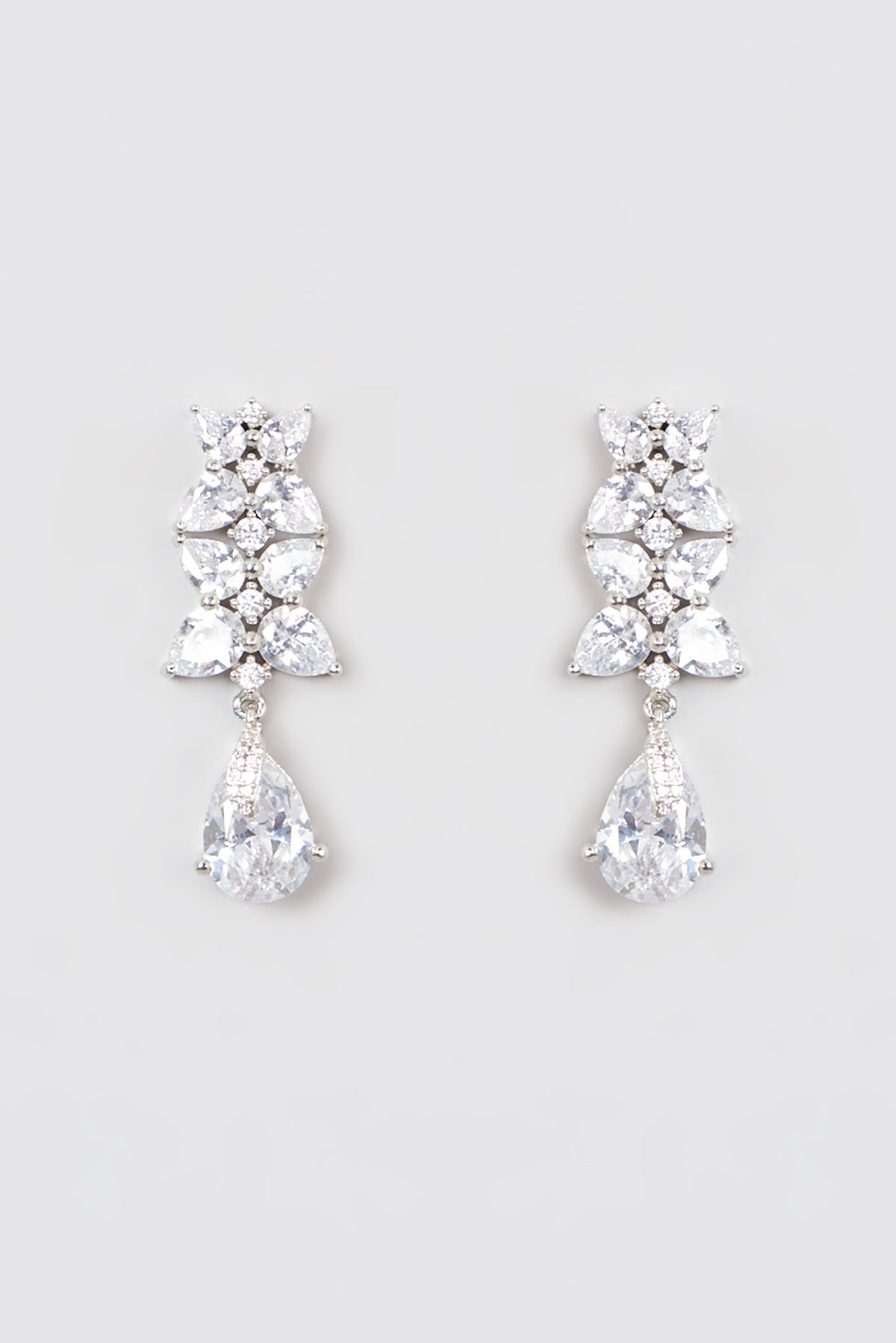 White Finish Zircon Dangler Earrings