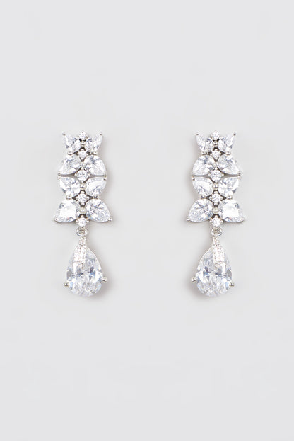White Finish Zircon Dangler Earrings