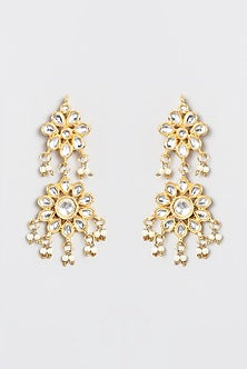 Gold Plated Kundan Polki & Pearl Long Necklace Set