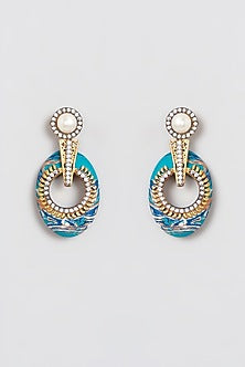 Gold Plated Kundan Polki & Pearl Dangler Earrings