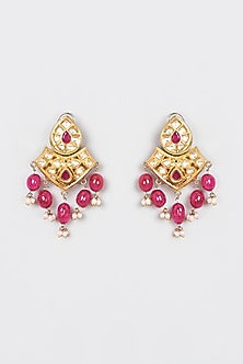 Gold Plated Kundan Polki & Pearl Necklace Set