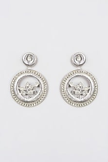White Finish Kundan Polki Dangler Earrings