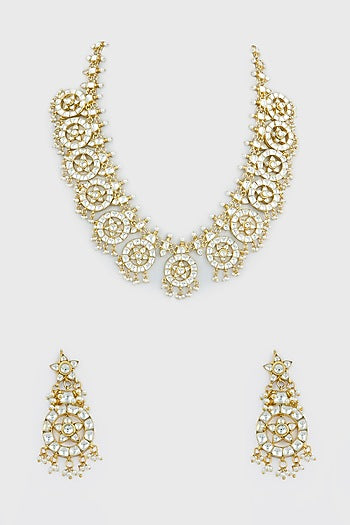 Gold Plated Kundan Polki Necklace Set