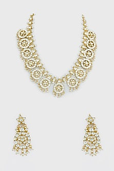 Gold Plated Kundan Polki Necklace Set