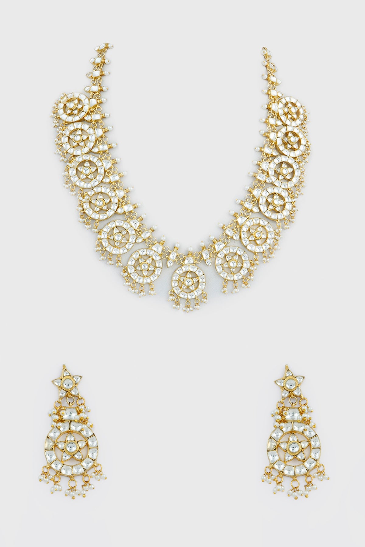 Gold Plated Kundan Polki Necklace Set