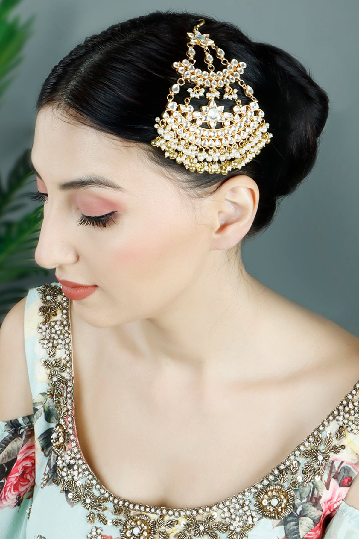 Gold Plated Kundan & Pearl Necklace Set