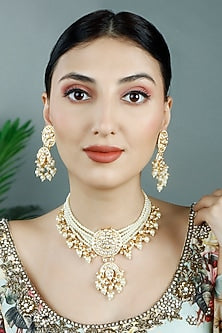Gold Plated Kundan Polki Choker Necklace Set