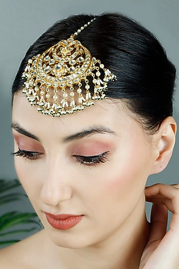 Gold Plated Kundan Polki Mang Tikka