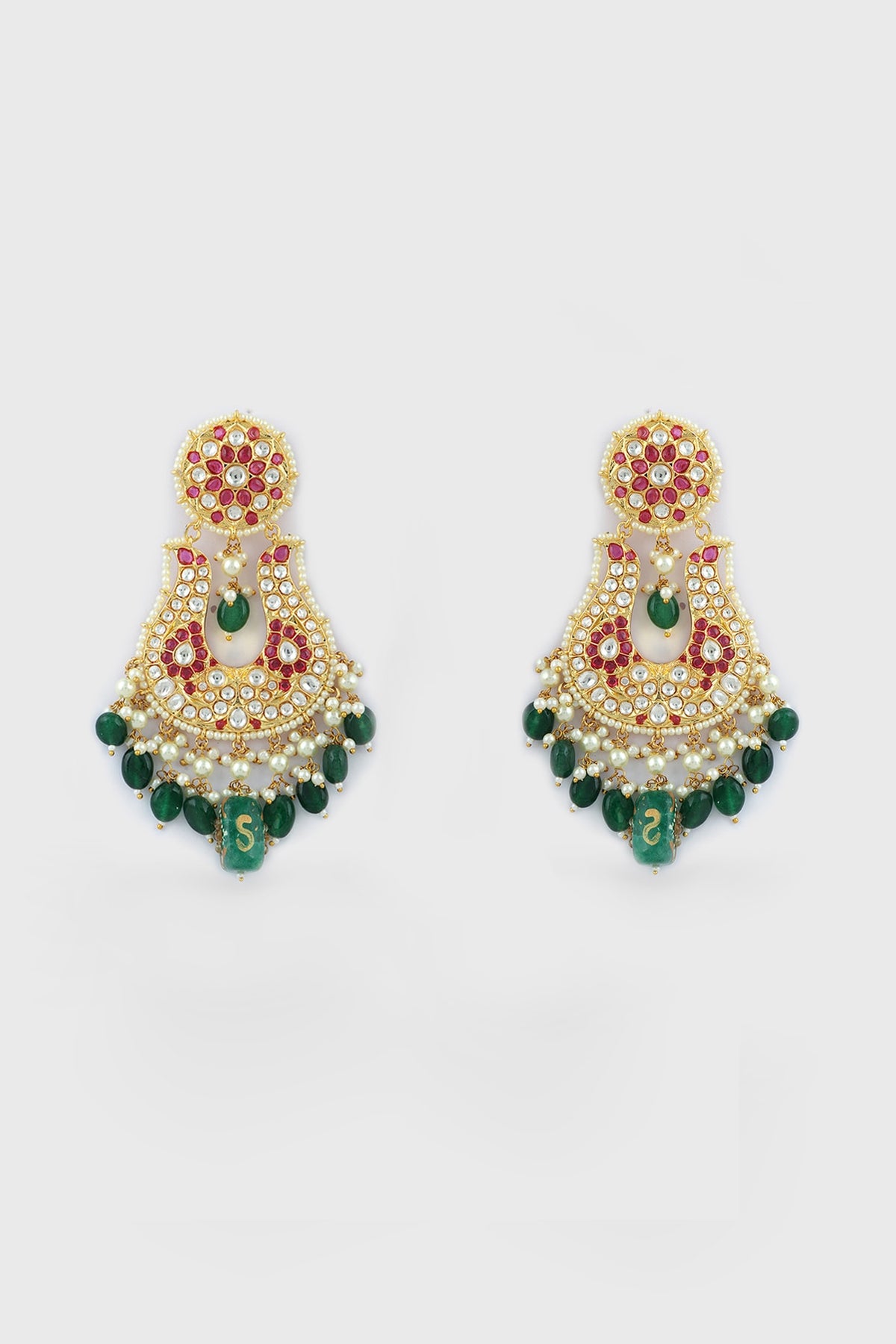 Gold Plated Kundan Polki Chandbali Earrings