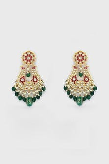 Gold Plated Kundan Polki Chandbali Earrings