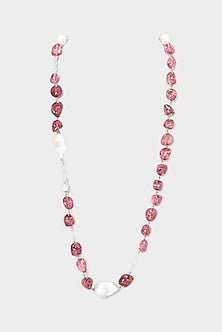 Gold Plated Pink Beaded Necklace