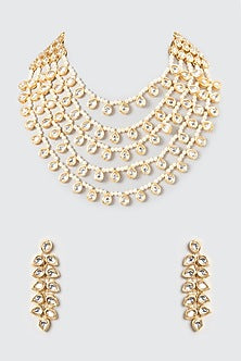 Gold Plated Kundan Polki Necklace Set
