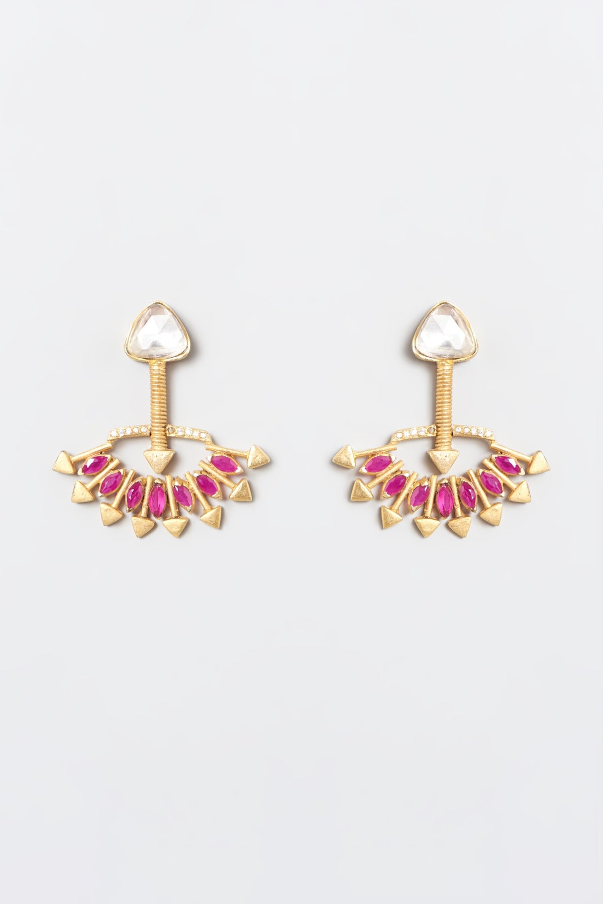 Gold Plated Kundan Polki & Pearl Dangler Earrings
