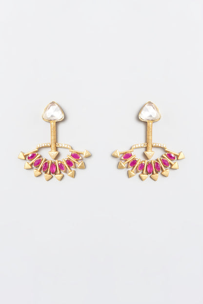 Gold Plated Kundan Polki & Pearl Dangler Earrings