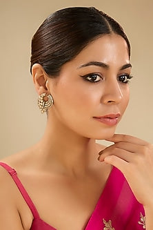 Gold Finish Beaded Dangler Earrings