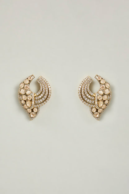 Gold Finish Beaded Dangler Earrings