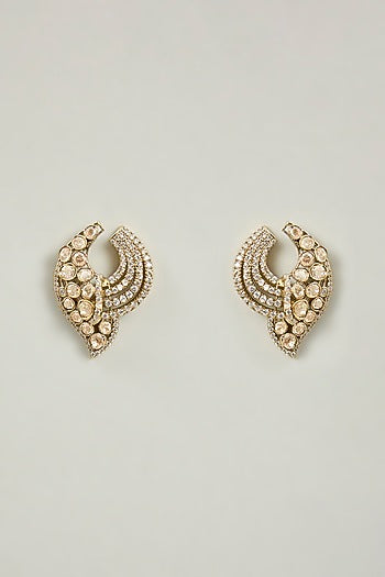 Gold Finish Beaded Dangler Earrings