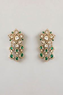 Gold Finish Kundan Polki & Diamond Necklace Set