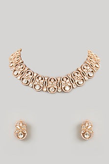 Gold Finish Crystal & Diamond Necklace Set