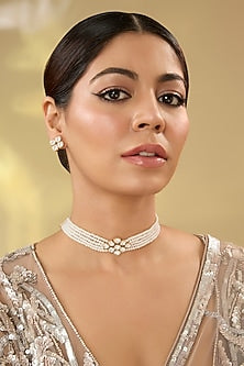 Gold Finish Kundan Polki Choker Necklace Set