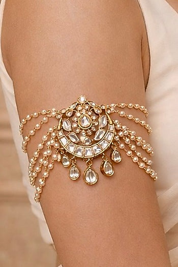 Gold Finish Kundan Polki Bajubandh