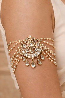 Gold Finish Kundan Polki Bajubandh