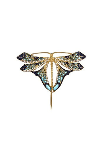 Gold Plated Rhodium Finish Blue & Gold Brass Handcrafted Butterfly Brooch