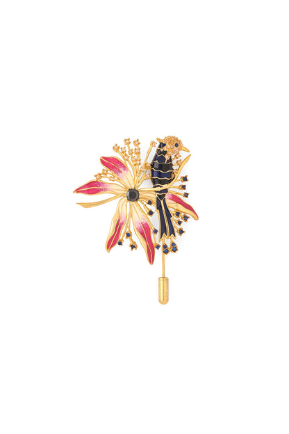 Multi-Colored Brass Brooch