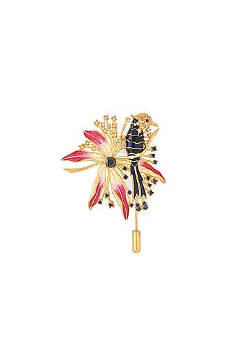 Multi-Colored Brass Brooch