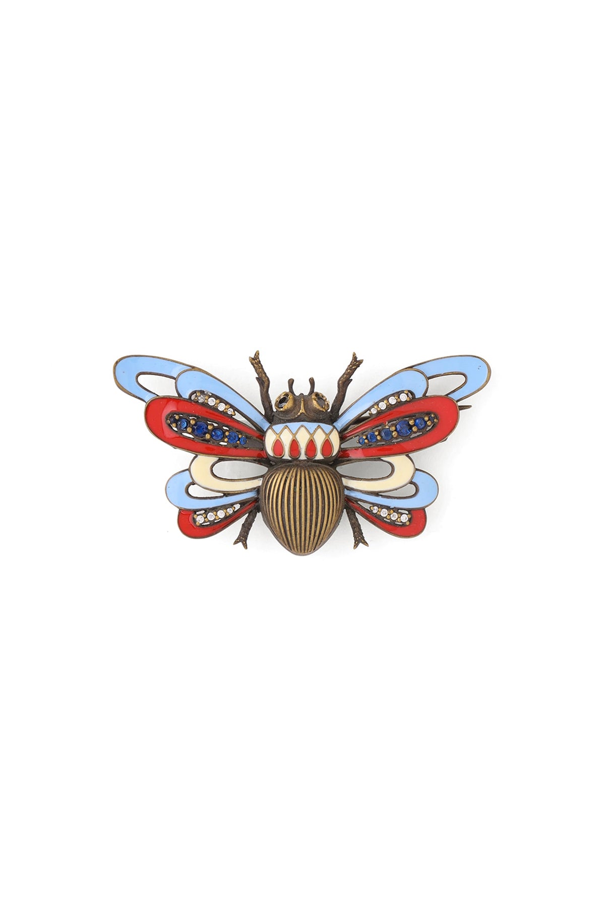 Red & Blue Bug Brass Brooch