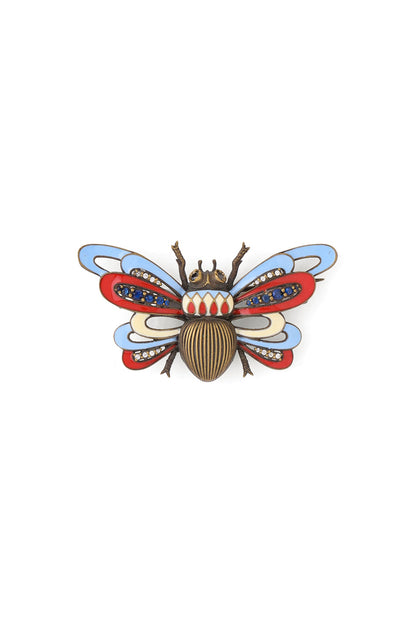 Red & Blue Bug Brass Brooch