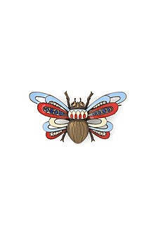Red & Blue Bug Brass Brooch