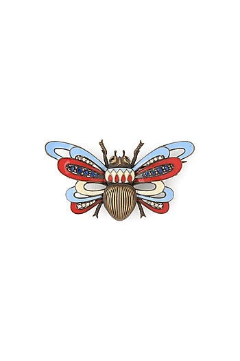 Red & Blue Bug Brass Brooch