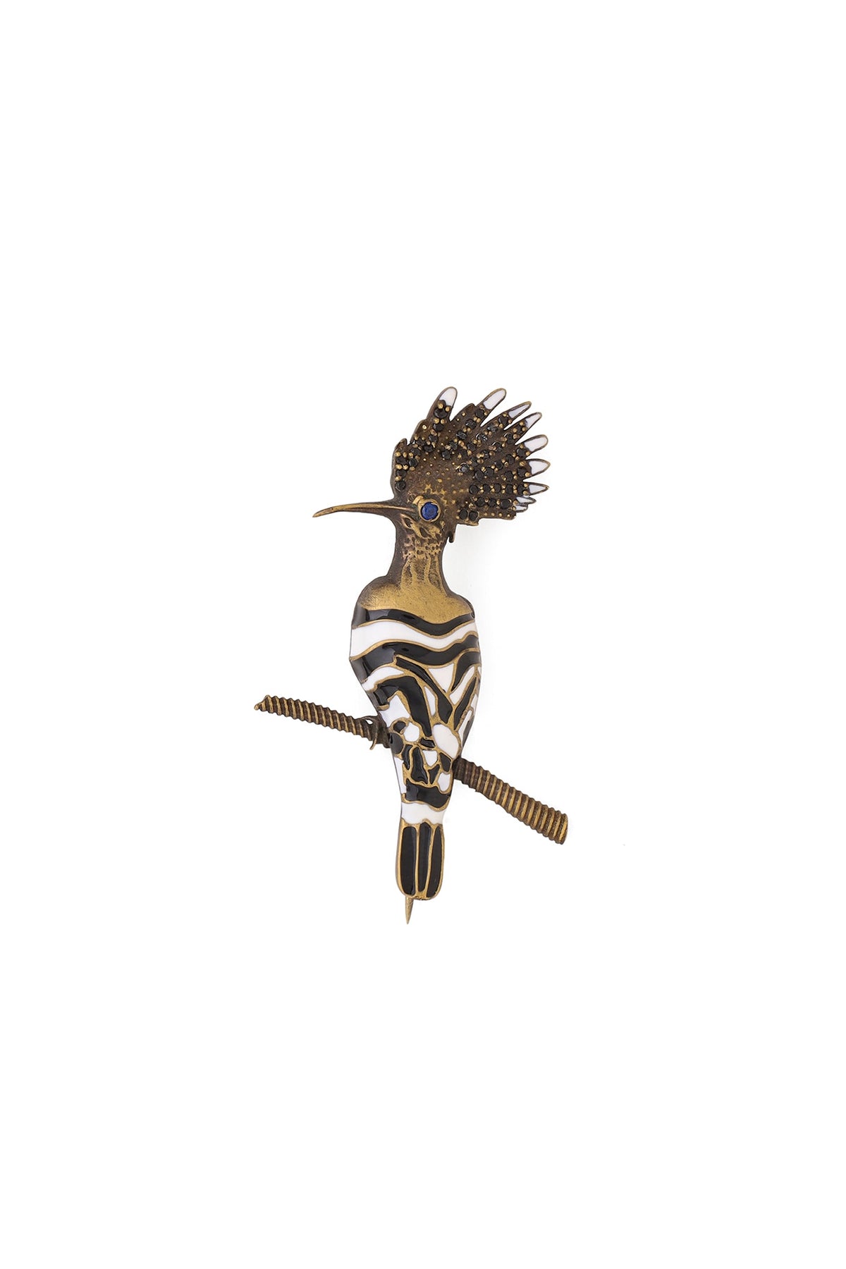 Multi-Colored Enamelled Tropical Bird Brass Brooch