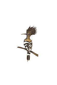 Multi-Colored Enamelled Tropical Bird Brass Brooch