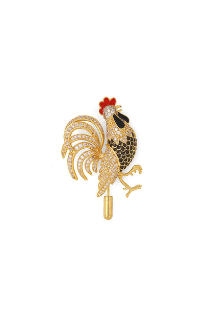 Gold Rooster Brass Brooch
