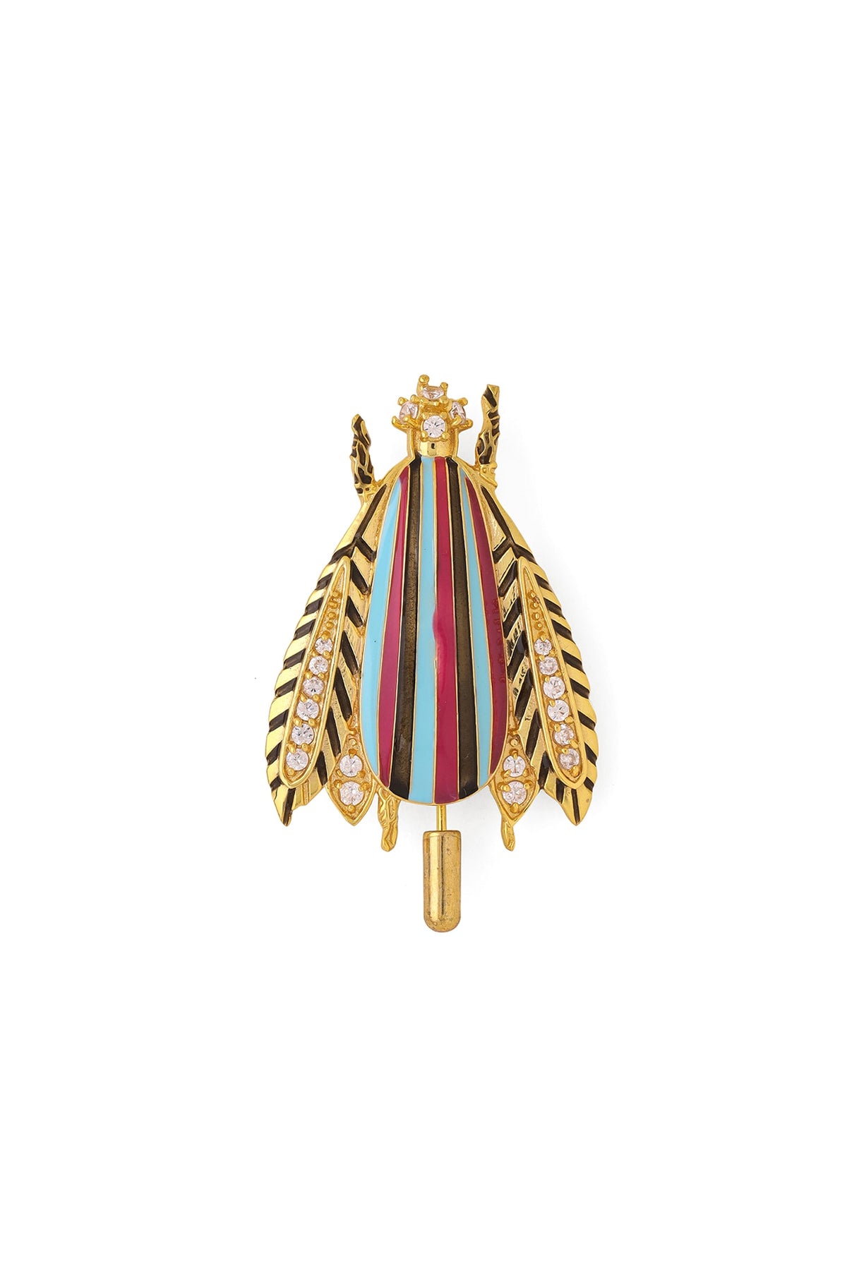 Gold Enamelled Bug Brass Brooch
