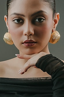 Gold Finish Brass Statement Earrings