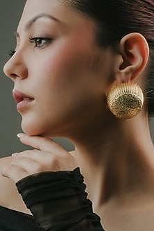 Gold Finish Brass Statement Earrings
