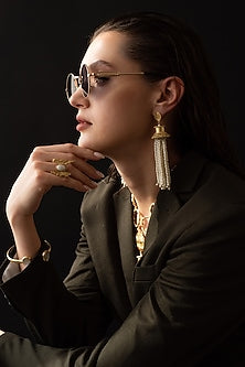 Gold Finish Brass Statement Earrings