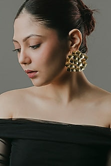Gold Finish Brass Statement Earrings