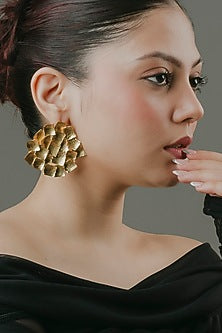 Gold Finish Brass Statement Earrings