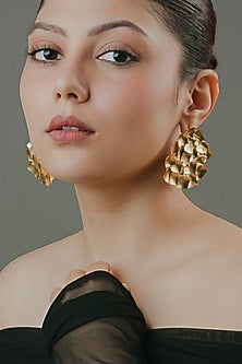 Gold Finish Brass Statement Earrings