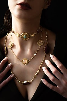 Gold Finish Multi-Colored Stone Statement Necklace